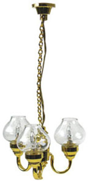 HOUSEWORKS - 1 Inch Scale Dollhouse Miniature - 3 Arm Chandelier Clear Globes (HW2735) 022931027352