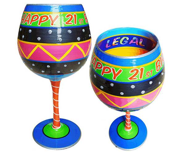 BOTTOM'S UP - IB Wine Glass Happy Birthday 21 (IBWHAPPY21) 696859948398