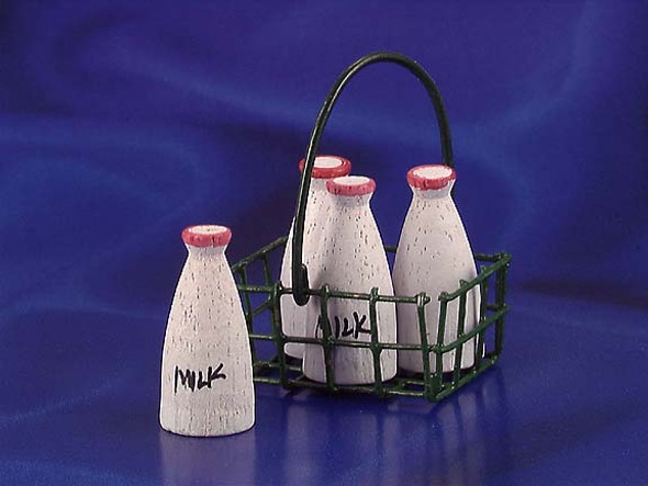 INTERNATIONAL MINIATURES - 1 Inch Scale Dollhouse Miniature - Milk Bottles In Basket (IM65030) 731851650303