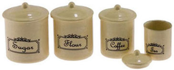 INTERNATIONAL MINIATURES - 1" Scale Dollhouse Miniature - Canister Set, 4 Piece - Ivory (65259) 731851652598