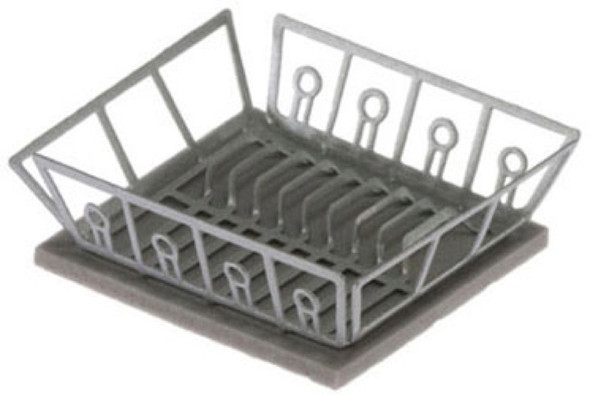 INTERNATIONAL MINIATURES - 1" Scale Dollhouse Miniature - Silver Dish Drainer With Mat (65267) 731851652673