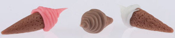 INTERNATIONAL MINIATURES - 1" Scale Soft Serve Ice Cream Cones - set of 3 Dollhouse Miniature (65313) 731851653137
