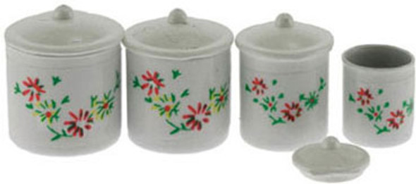 INTERNATIONAL MINIATURES - 1 Inch Scale Dollhouse Miniature - Canister Set White (IM65383) 731851653830