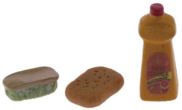 INTERNATIONAL MINIATURES - 1" Scale Dollhouse Miniature - Soap Sponge and Scrub Brush 3 Pack (65405) 731851654059