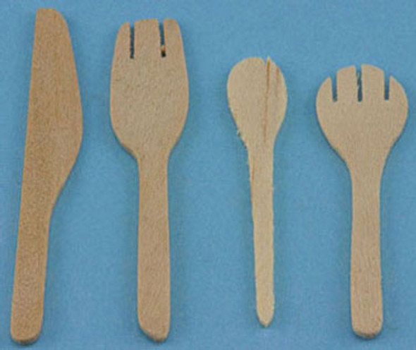 INTERNATIONAL MINIATURES - 1 Inch Scale Dollhouse Miniature - Wooden Kitchen Utensils 4 pcs (IM65486) 731851654868