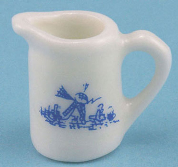 INTERNATIONAL MINIATURES - 1 Inch Scale Dollhouse Miniature - Porcelain Pitcher White And Blue (IM65487) 731851654875