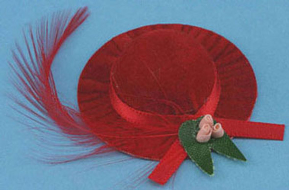 INTERNATIONAL MINIATURES - 1 Inch Scale Dollhouse Miniature - Red Hat With Feather (IM65572) 731851655728