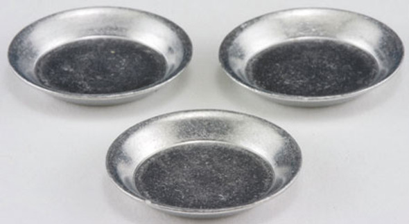 INTERNATIONAL MINIATURES - 1" Scale Aluminum Pie Pans - set of 3 Dollhouse Miniature (65597) 731851655971