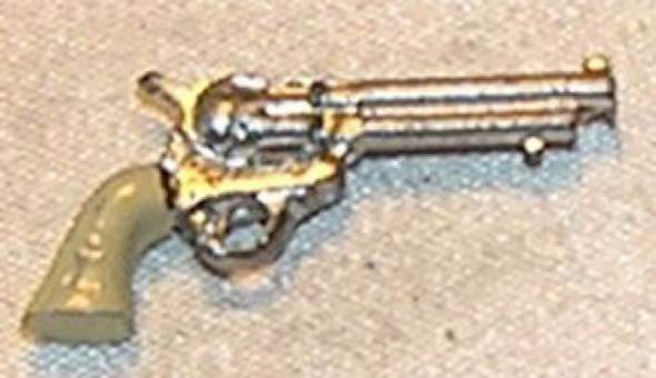 ISLAND CRAFTS - 1" Scale Dollhouse Miniature - Handgun Western Silver Color Ivory Grip (12112)