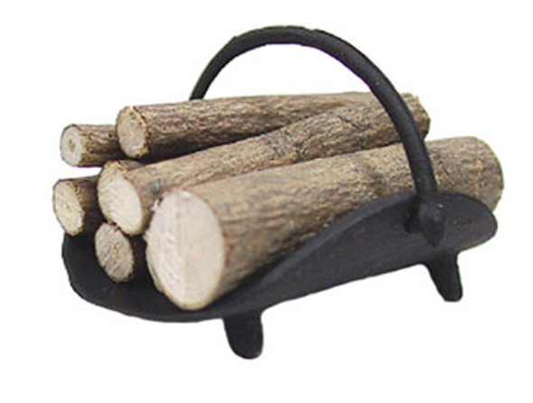 ISLAND CRAFTS - 1 Inch Scale Dollhouse Miniature - Fireplace Log Holder With Logs (ISL2450)