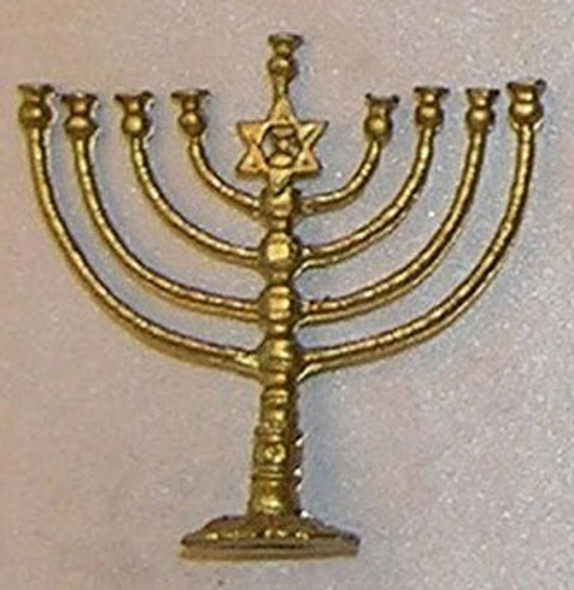 ISLAND CRAFTS - 1 Inch Scale Dollhouse Miniature - Gold Large Menorah (ISL25011)