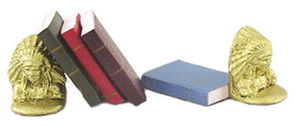 ISLAND CRAFTS - 1 Inch Scale Dollhouse Miniature - Indian Bookends With Books (ISL5108)