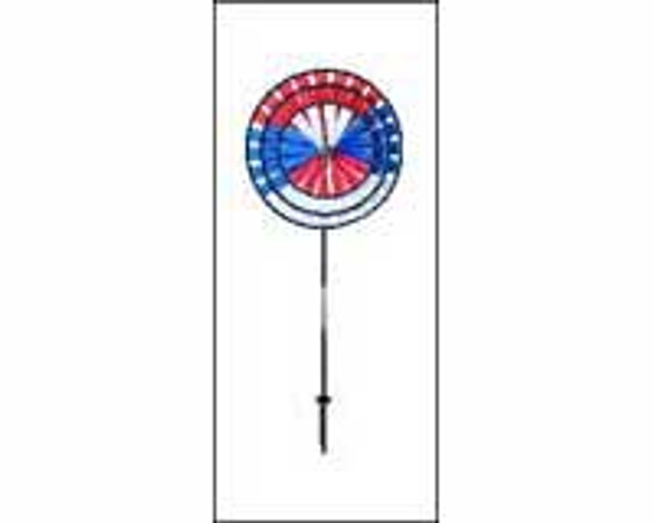 IN THE BREEZE - Triple Wheels Patriot Wind Garden Spinner & Stake (ITB2847) 762379028473