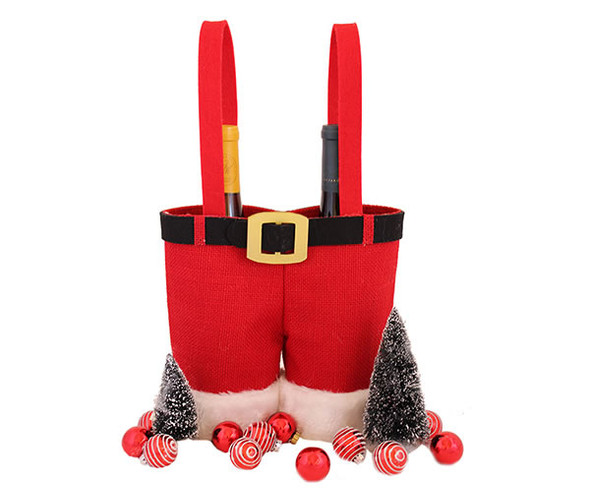 BELLA VITA - Holiday J2 Santa Pants- Jute Decorative Double Bottle Bags (J2SANTAPANTS) 822372172136