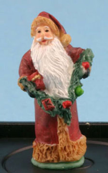 JENNETTA KENDALL - 1 Inch Scale Dollhouse Miniature - Father Christmas With Garland (JKMJC27)