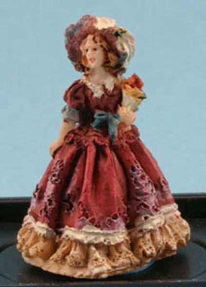 JENNETTA KENDALL - 1" Scale Dollhouse Miniature - Victorian Lady Figurine (Burgundy) (ME01)