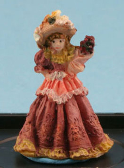 JENNETTA KENDALL - 1" Scale Dollhouse Miniature - Victorian Lady Figurine (Dusty Rose) (ME04)