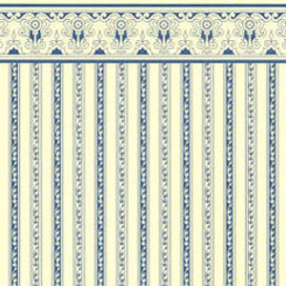 JACKSON MINIATURES - 1" Scale Dollhouse Miniature - Wallpaper: Regency, Blue Stripe (3 pieces in package) (01)