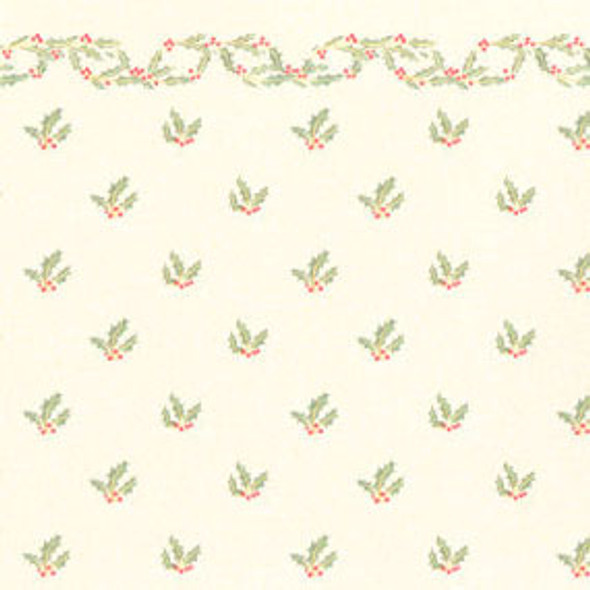 JACKSON MINIATURES - 1 Inch Scale Dollhouse Miniature - Wallpaper Christmas Holly - PACK OF 3 SHEETS (JM90)