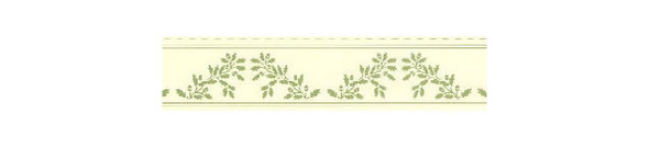 JACKSON MINIATURES - 1/2" Scale Dollhouse Miniature - Wallpaper:1/2 Inch Scale Border Acorns Green On Cream (3 pieces in package) (S34B)