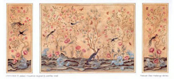 JACKSON MINIATURES - 1/2" Scale Dollhouse Miniature - Wallpaper:1/2 Inch Scale Chinoiserie Panels (3 pieces in package) (S48)