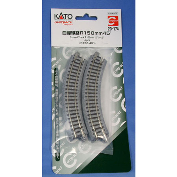 KATO - N 150mm 6 Radius Curve 45-Degree (4) (N Scale) (20174) 4949727053219