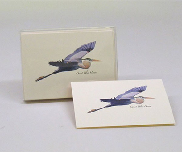 EARTH SKY + WATER - Blue Heron in Flight Notecards - Set of 8 with Envelopes (LEWERSNC71) 740620903533