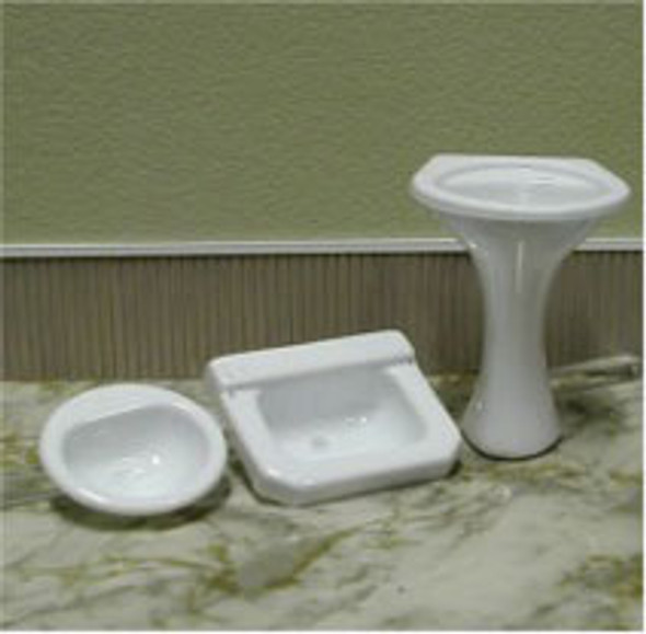 MODEL BUILDERS SUPPLY - 1" Scale Sink-Pedestal - 2 different tops Dollhouse Miniature (PED-12C)