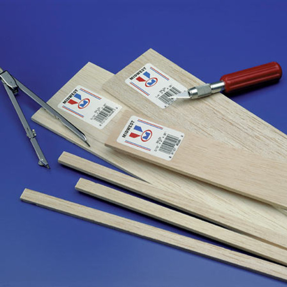 MIDWEST - Balsa Wood 1/4x1/4x36" (6066) 091157060665