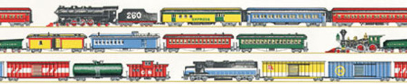 MINI GRAPHICS - 1 Inch Scale Dollhouse Miniature - Wallpaper: Choo Choo Border Multi - PACK OF 3 SHEETS (MG136D2) 725104136027