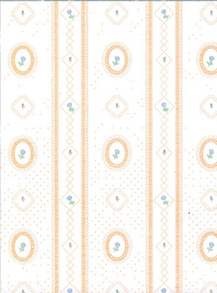 MINI GRAPHICS - 1 Inch Scale Dollhouse Miniature - Wallpaper: Cameo Stripe Peach - PACK OF 3 SHEETS (MG143D23) (143D3) 725104143230