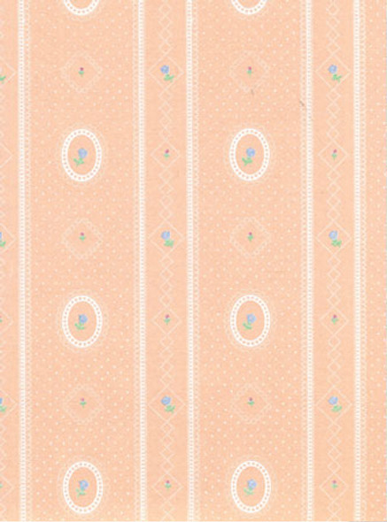 MINI GRAPHICS - 1 Inch Scale Dollhouse Miniature - Wallpaper: Cameo Stripe Reverse Peach - PACK OF 3 SHEETS (MG144D23) (144D3) 725104144237