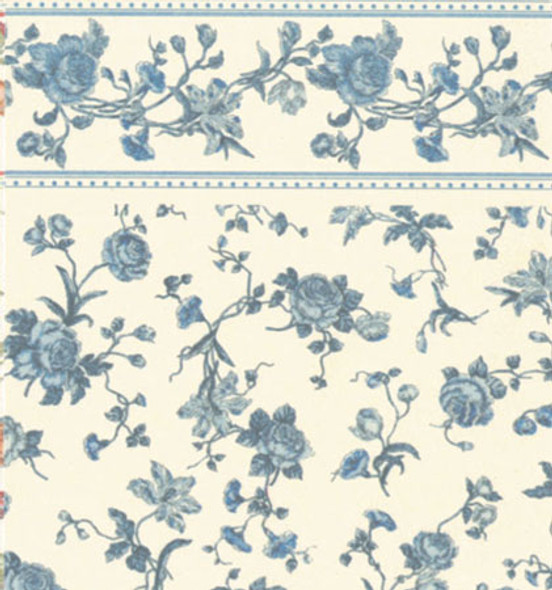 MINI GRAPHICS - 1 Inch Scale Dollhouse Miniature - Wallpaper: Raffina Blue - PACK OF 3 SHEETS (MG157D24) (157D4) 725104157244