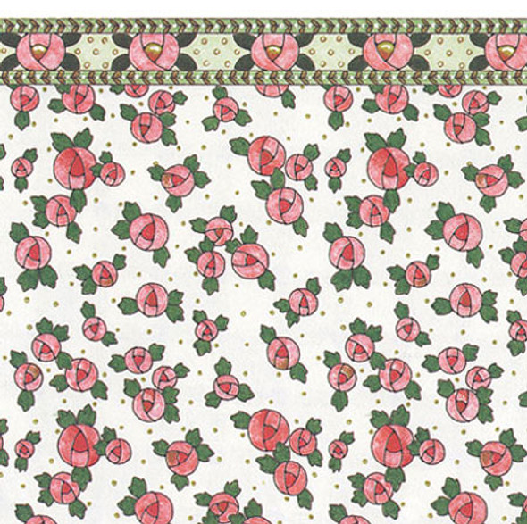 MINI GRAPHICS - 1 Inch Scale Dollhouse Miniature - Wallpaper: Cottage Rose Pink - PACK OF 3 SHEETS (MG160D2) 725104160022