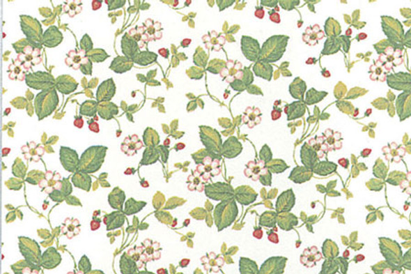MINI GRAPHICS - 1 Inch Scale Dollhouse Miniature - Wallpaper: Schumacher Wild Strawberry - PACK OF 3 SHEETS (MG165D2) 725104165027