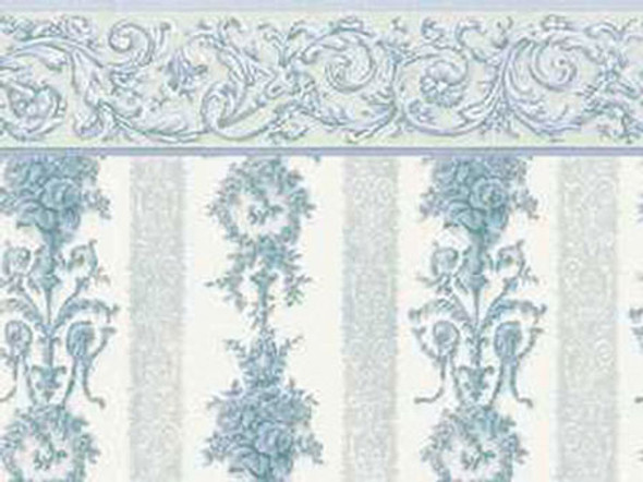 MINI GRAPHICS - 1 Inch Scale Dollhouse Miniature - Wallpaper: Symphony Stripe Blue - PACK OF 3 SHEETS (MG213D2) 725104213025