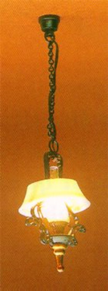 MINIATURE HOUSE - 1 Inch Scale Dollhouse ORNATE HANGING KITCHEN LAMP BLACK With WHITE SHADE (1035) 783970010353
