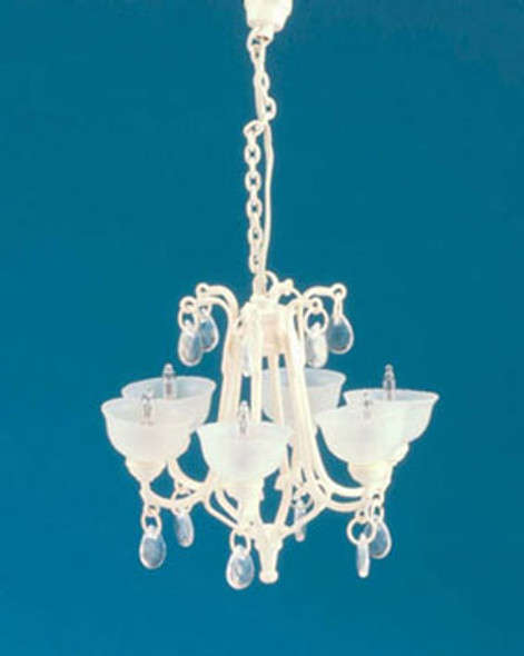 MINIATURE HOUSE - 1" Scale Dollhouse Miniature - Contemporary Crystal Drop Chandelier, Ivory (1051) 783970010513