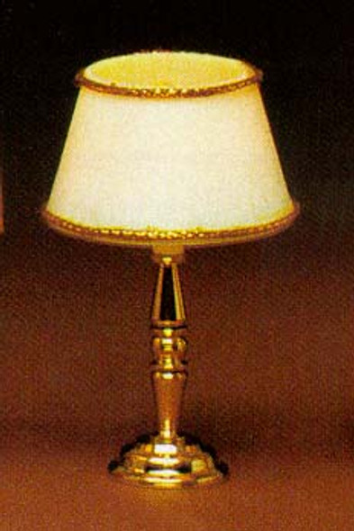 MINIATURE HOUSE - 1 Inch Scale Dollhouse TABLE LAMP GOLD - WHITE SHADE (618) 783970006189