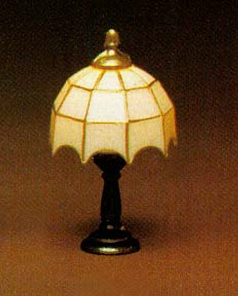 MINIATURE HOUSE - 1 Inch Scale Dollhouse TIFFANY TABLE LAMP COPPER - WHITE SHADE (627) 783970006271