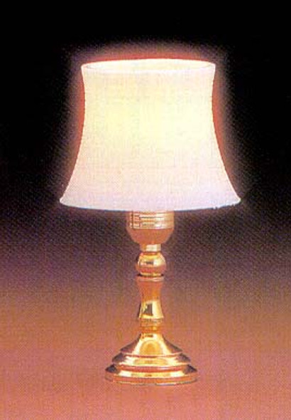 MINIATURE HOUSE - 1 Inch Scale Dollhouse TABLE LAMP GOLD and WHITE (757) 783970007575