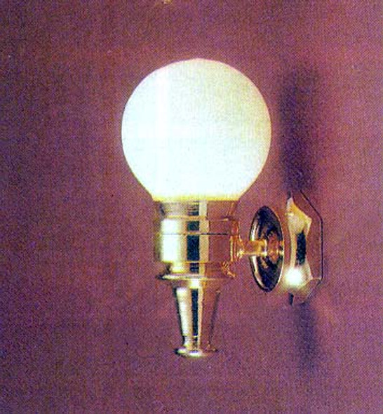 MINIATURE HOUSE - 1 Inch Scale Dollhouse WALL SCONCE GOLD - WHITE GLOBE (846) 783970008466