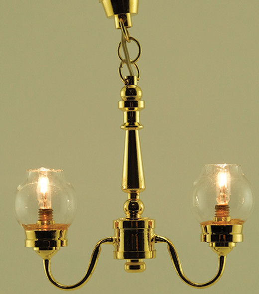 MINIATURE HOUSE - 1" Scale Dollhouse Miniature - Chandelier 2-Light Fluted Shades (879) 783970008794