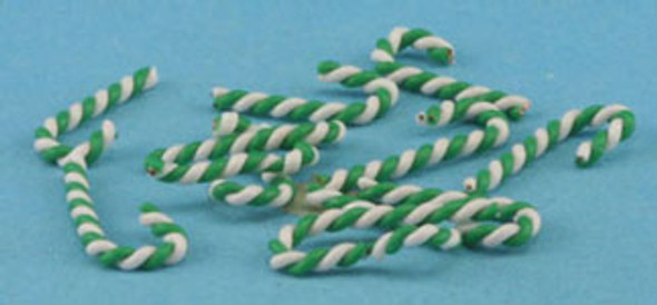 MULTI MINIS - 1 Inch Scale Dollhouse Miniature - Candy Canes Green And White 12 pcs (MUL2698A) 749939604094