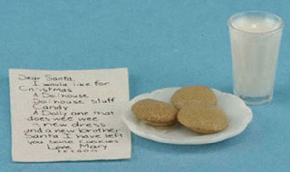 MULTI MINIS - 1 Inch Scale Dollhouse Miniature - Note To Santa With Milk And Cookies (MUL3045) 749939604506