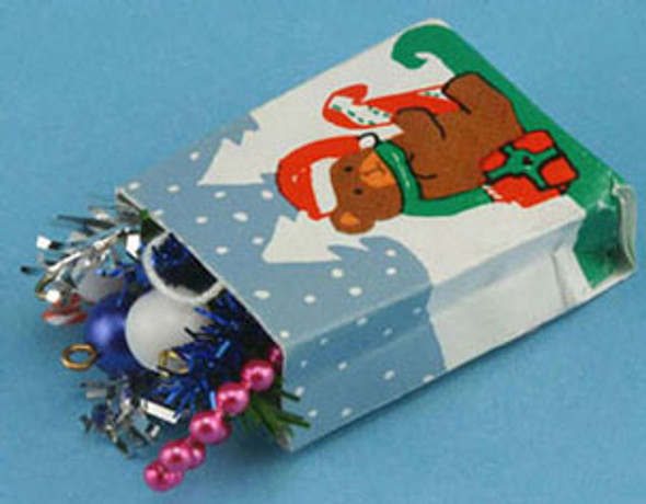 MULTI MINIS - 1 Inch Scale Dollhouse Miniature - Shopping Bag With Christmas Ornaments (MUL4083) 749939609365
