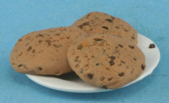 MULTI MINIS - 1 Inch Scale Dollhouse Miniature - Chocolate Chip Cookies On Plate (MUL4329) 749939611139