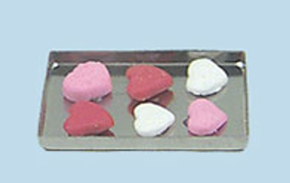 MULTI MINIS - 1 Inch Scale Dollhouse Miniature - Heart Cookies On Baking Sheet (MUL5358A) 749939618251