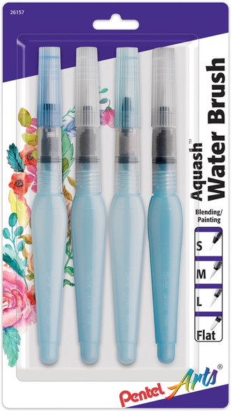 PENTEL - Arts Aquash Water Brushes 4/Pkg - (FRHBP4M) 072512261576