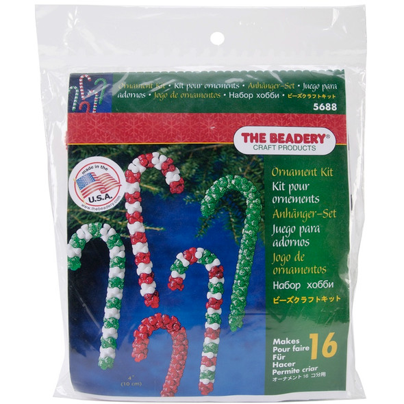 BEADERY - Holiday Beaded Ornament Kit-Candy Cane Assortment Makes 16 (BOK-5688) 045155892667